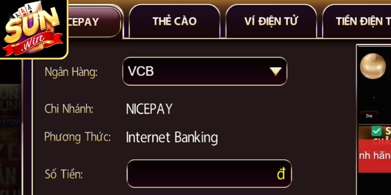 Nạp Rút Tiền Sunwin - Hướng dẫn quy trình nạp rút tiền nhanh 1 Nạp rút tiền Sunwin qua chuyển khoản ngân hàng