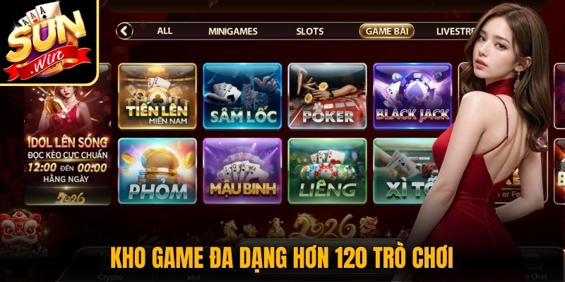 Kho game đa dạng hơn 120 trò chơi